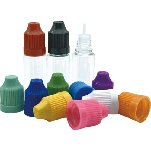 Wholesale 100pcs Empty Clear PET 10ML Liquid Needle Vial Plastic Dropper Bottles With Childproof Cap Long Thin Tip