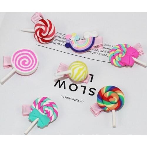 1000pcs Cute Girls Hairpins Polymer Clay Stereo Cartoon Biscuits Candy Hair Clips Child Barrette Hair Pin