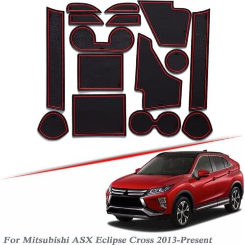 15pcs Car Styling For Mitsubishi ASX Eclips Cross 2013-2020 Latex Gate slot pad Interior Door Groove Mat Non-slip dust Mat Auto