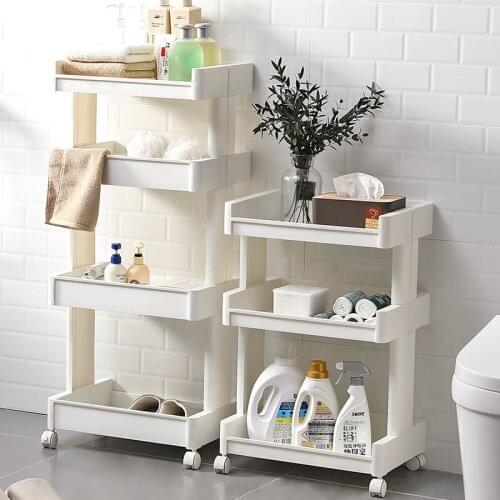 2/3 Layer Removable With Wheels Kitchen Storage Rack For Sundries Goods Fridge Side Shelf Bathroom Organizer Shelf Book Shelve