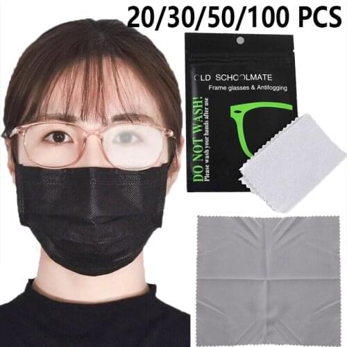 20/50/100Pcs Reusable Anti-Fog Glasses Wipe Pre-moistened Antifog Lens Cloth Defogger Eyeglass Wipe Prevent Fogging for Glasses