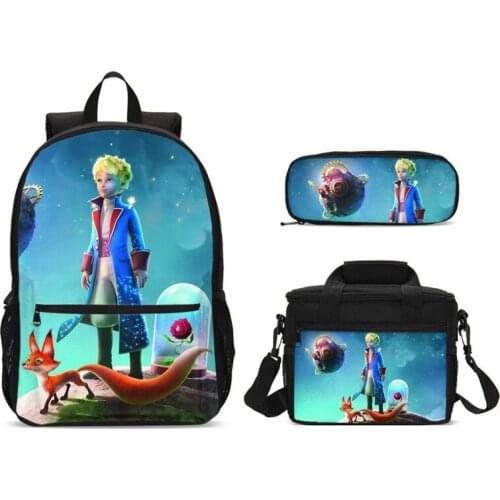 New Children School Backpacks With Food Package 3 Pcs Set The Little Prince Boys School Bags For Teenagers Bookbag Girls Satchel