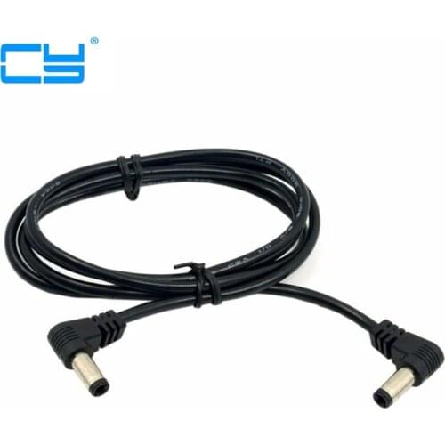 5pcs DC Power cord 5.5 x 2.1mm / 2.5mm Male to 5.5 2.1/2.5mm Male Plug Cable Right Angled 90 Degree 50cm