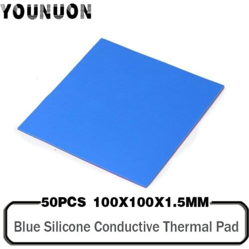 50 Pieces 100x100x1.5mm Silicone Thermal Pad Sheet Computer GPU VGA CPU Graphics Chip HeatSink Pad 100mmx100mmx1.5mm Thickness