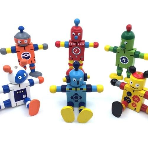 6pcs/lot Wooden Transformation Robot Building Blocks Kids Handmade Learning Education Toys children creative Gifts decoration