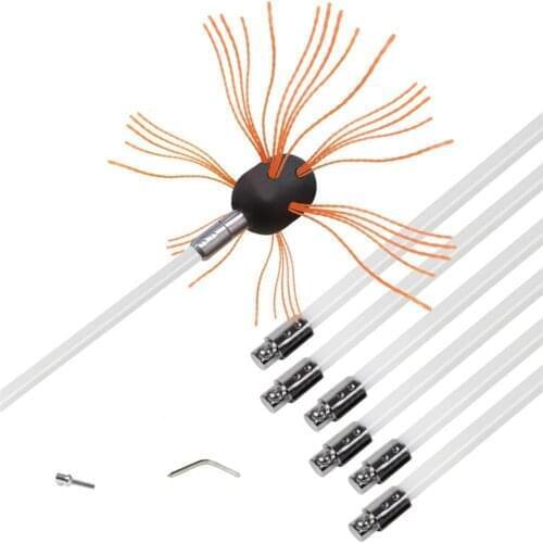8M Chimney Brush-Electrical Drill Drive Sweeping Cleaning Tool Kits With Reinforced Nylon Flexible Rods DH