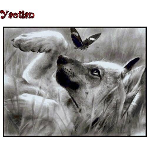 German Shepherd Butterfly 3D Diamond Painting Cross Stitch Mosaic Full Square Round Rhinestone Embroidery 5D Home Decoration