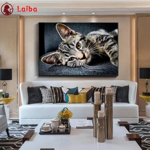 Diamond painting Modern animal art, cute cat cross stitch diamond embroidery mosaic room Decor
