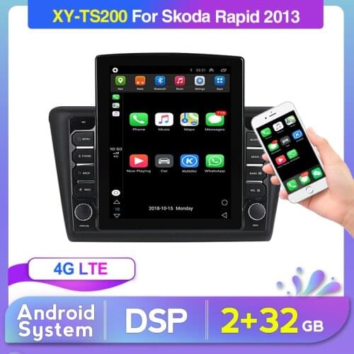 2din Car Radio Multimedia Video Player For Skoda Rapid 2013 2014 2015 2016 2017 2018 2019 4G Android Navigation GPS audio 2 DIN