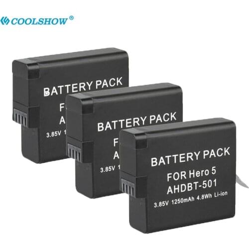 For GoPro Hero 5 Go Pro Hero5 / Battery For GoPro Hero6 GoPro Hero7 AHDBT-501 1250mah Camera Batteries Accessories