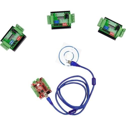 CNC mach3 usb 3 Axis Kit, 3pcs TB6600 1 Axis Stepper Motor Driver + mach3 4 Axis USB CNC Stepper Motor Controller card 100KHz