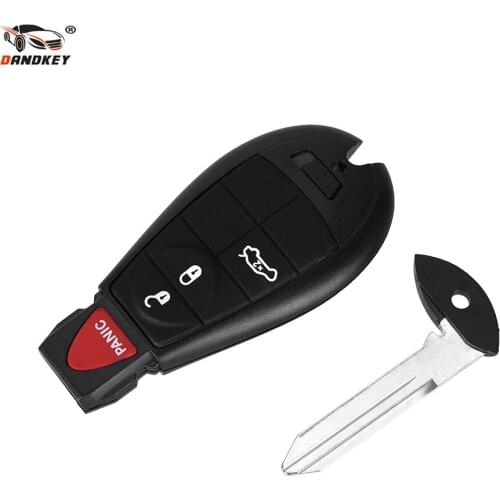 DANDKEY NEW 4 Buttons Remote Case Smart Key Shell For Chrysler Jeep Commander Grand Cherokee Replacement Fob+ Insert Blade