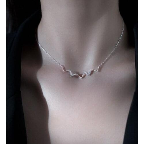 Heartbeat Frequency Polyline Lightning Geometric Necklace Clavicle Chain Simple And Fashionable For Womens Banquet Necklace