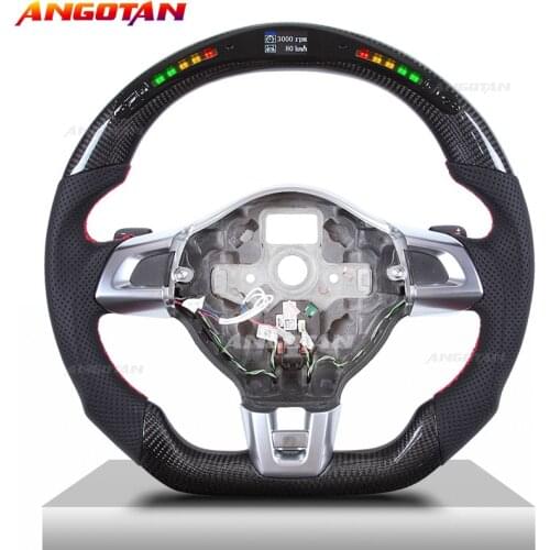 Customized LED Carbon Fiber Race Digital Display Perforated leather Steering Wheel For GolfR6