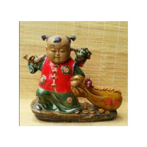 All the way to fortune big boy Shiwan ceramic doll figures decoration Sculpture statue Home Decoration