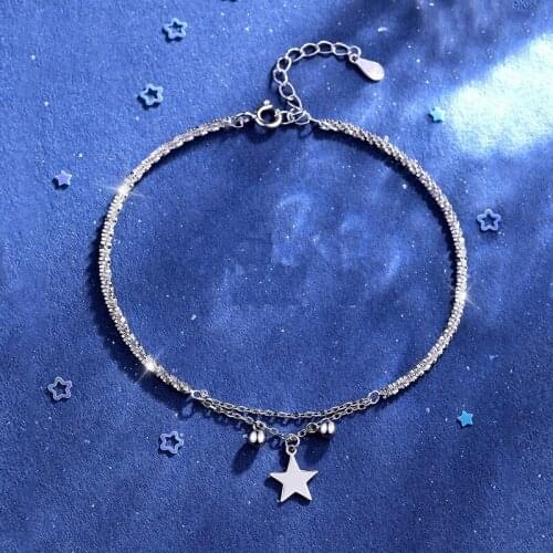 Classic 925 Sterling Silver Round Bead Star Charm Bracelet &Bangle For Women Girls Wedding Party Jewelry SL161