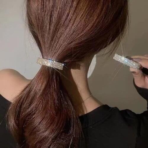 Korean Version Light Luxury Fashion Full Diamond Semicircle Ponytail Hairpin Spring Clip For Woman Girl Barrette Hair Accessorie