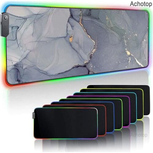 Large Ink Marble Luminous RGB Mouse Pad 900x400mm Gaming Pads LED MousePads XXL Rubber Mouse Carpet Printing Unique With Backlit