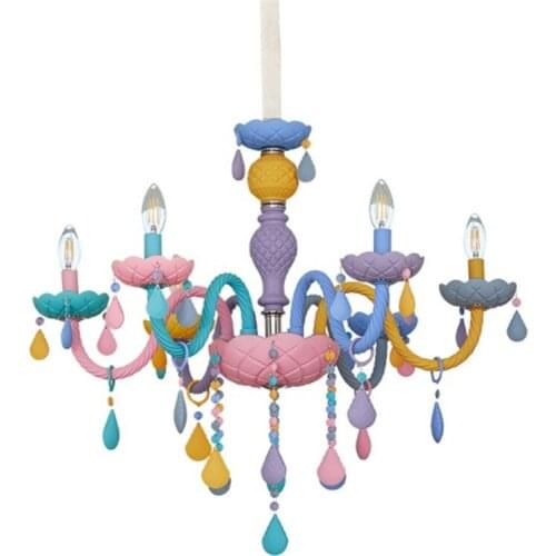 Colorful Lamps Home Decoration Crystal Pendant Chandelier Lights For Coffee Shop Wedding Bar Glass Lamp Modern LED Chandelier