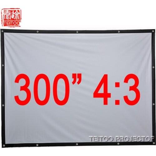 180-300 inches 4:3 White Portable Projection Screen Curtain Fabric for Home Cinema System HD Movie Projectors Installer Eyelets