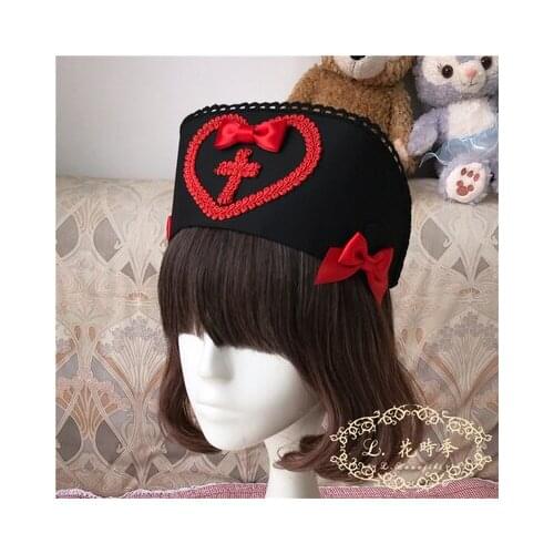 Handmade Sweet Clinic AP Pill Hospital Hat Lolita Gothic Punk Lace Trim Nurses Cap Cosplay Costume Uniform Hat Halloween Props