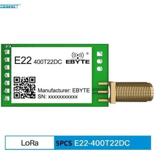 5PCS SX1262 Mini LoRa UART Module 400MHz E22-400T22DC 22dBm DIP Receiver 5.5km Digital Radio Wireless Transceiver Transmitter