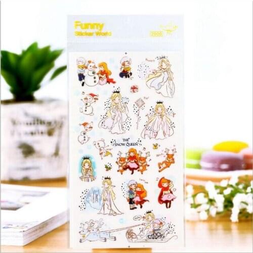 Cartoon CharactersThe Snow Queen Fairy Story PVC Decorative Bronzing Gold Stickers Diary Album DIY Stationery Stickers