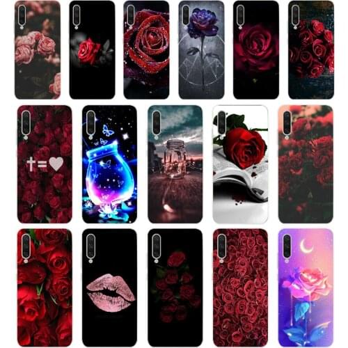 280FG Red Rose Flowers Soft Silicone Tpu Cover phone Case for xiaomi redmi 9 9A Note 9 9s Pro MI 9 9T SE Lite