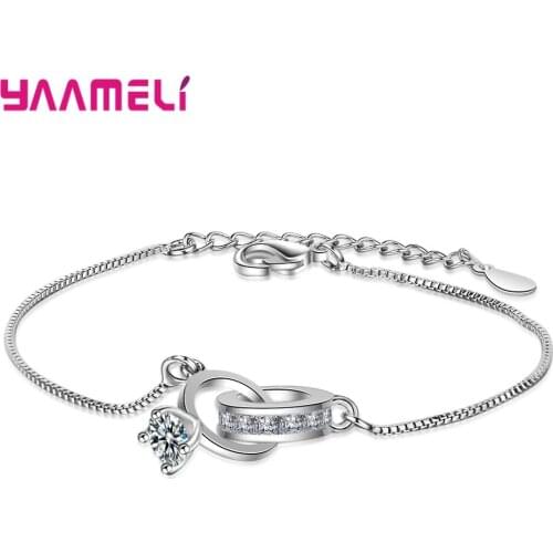 New Arrival Trendy Bracelet Bangle 925 Sterling Silver Jewelry Cubic Zirconia Circle Ring Beads Charm Bracelets Gift Party
