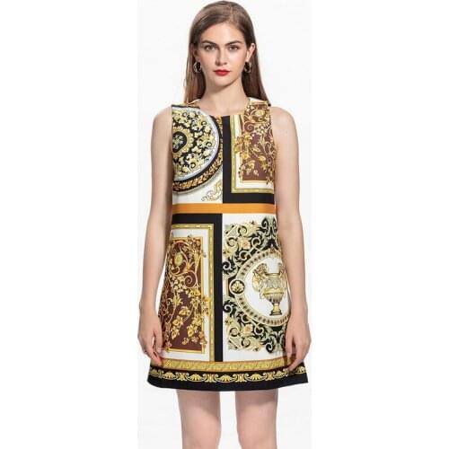 New Arrival Womens Sleeveless Bead Printed Sequins Mini Dress 210812GM04