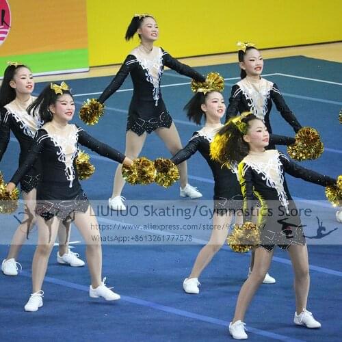 Team Dancewear Custom Figure Skating Dress Competition Kids Rhythmic Gymnastics Performance Cheerleading Uniforms Costumes