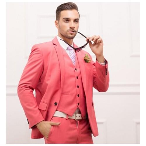 Popular Style One Button Groom Tuxedos Groomsmen Mens Wedding Prom Suits Bridegroom (Jacket+Pants+Vest)