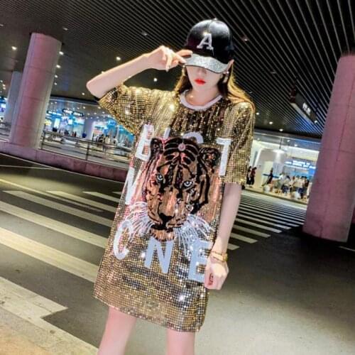 Casual Straight Geometric Fashion High Street Elegant Letter Round Neck Black Gold Silver Sequin Pretty Cocktail Dress Party