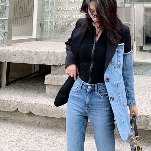 Женские джинсовые пиджаки QEWSDRFG China At AliExpress