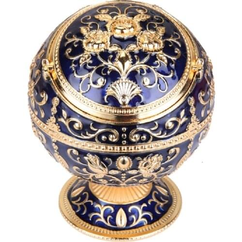 Luxury Windproof Ash Tray Multifunctional Cigarette Ashtray Lid Home Decor Blue