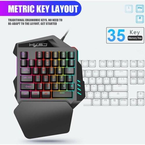 One-Handed Mechanical Gaming Keyboard Mouse Keypad 35 Keys Mobile Phone PUBG Keyboard Mouse For LOL Dota PUBG RGB Backlit