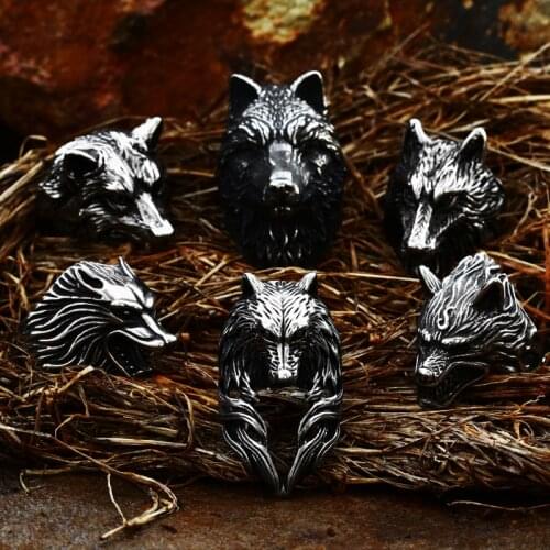 Steel soldier Stainless Steel style ice wolf House Stark of Winterfell Biker ring Fashion unique Jewelry