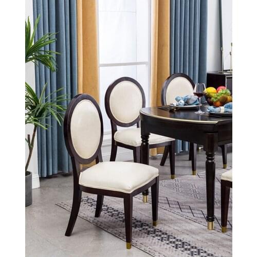 Customized American Style Light Luxury Solid Wood Dining Chair Post Modern Leisure Simple Family Hotel High Grade Minimalist Tab