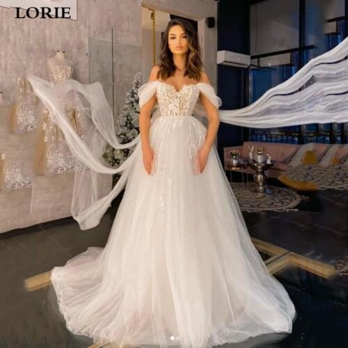 LORIE Princess Wedding Dresses Sweetheart Neck Lace Beach Bridal Gown Off The Shoulder Appliques Boho Wedding Gowns