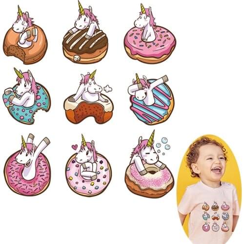 DIY Unicorn Iron On Transfers For Clothes Cartoon Animal Unicorn Patch Thermal Heat Transfer Vinyl Sticker on Clothes Applique F