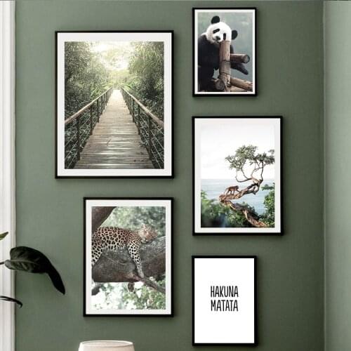 Leopard Elephant Palm Leaves Landscape Wall Art Canvas Painting Nordic Posters And Prints Wall Pictures For Living Room Decor