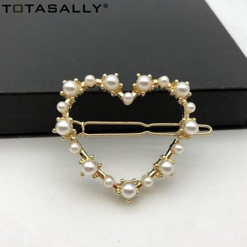TOTASALLY New Arrival Pop Simulated Pearl Hair Clips Womens Hairgrips Flower Bow Love Heart Geo Hair Jewelry Palillos del pelo