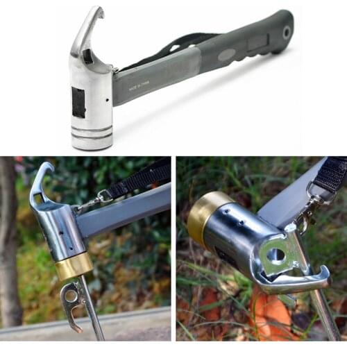 Outdoor Camping Tent Peg Hammer Multifunctional Hiking Fishing High Carbon Steel Stakes Nail Puller Hammer Mountaineering Tool