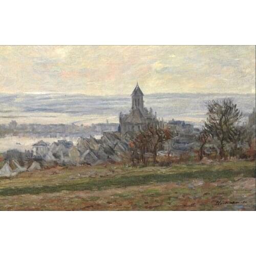 High quality Oil painting Canvas Reproductions The Church of Vetheuil (1881) By Claude Monet hand painted