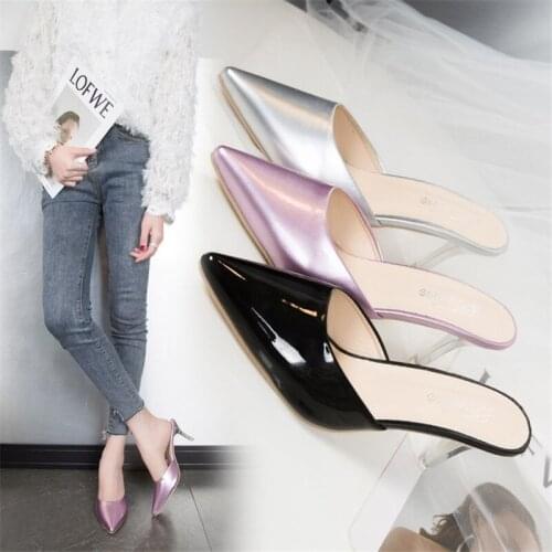High-heeled sandals ladies 2021 summer new Korean fashion pointed stiletto slippers wild feet Muller sandals