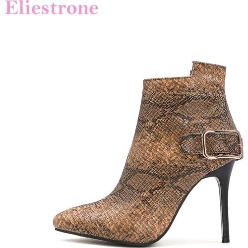 Hot Winter New Sexy Brown Green Women Ankle Boots Fashion Super High Heels Office Lady Shoes Plus Big Size 11 43 45 48