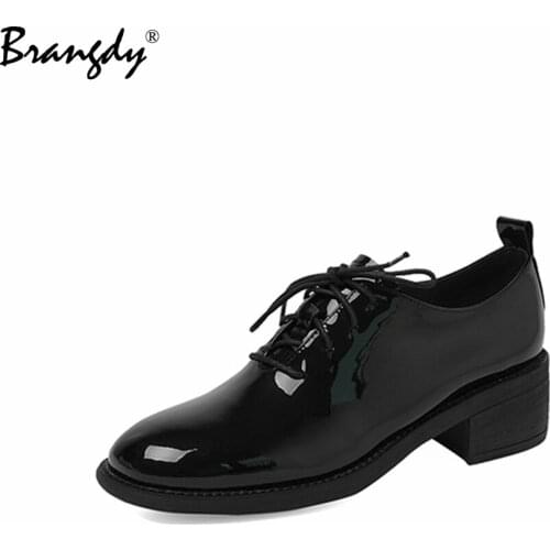 Brangdy 2022 Spring Autumn Women Oxford Shoes Genuine Leather Women Shoes Round Toe Women Flats Lace Up College Casual Size34-39