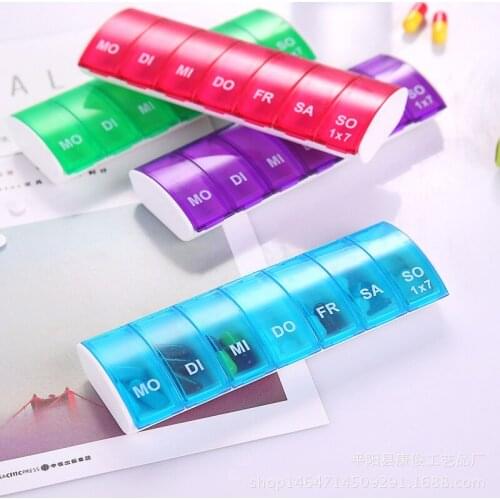1PC Container Case Pill Box Splitters 4 Colors 7 Days Weekly Tablet Pill Medicine Box Holder Storage Organizer Organizer Box