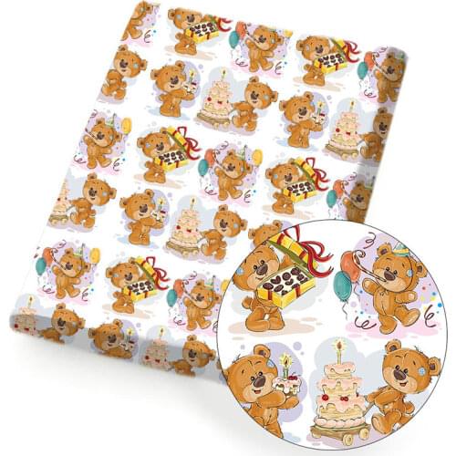 Polyester Cotton Fabric Cartoon Bear Printed Cloth Sheet Mask Material Home Textile DIY Dress Supplies Handmade Bag 45*150cm 1pc