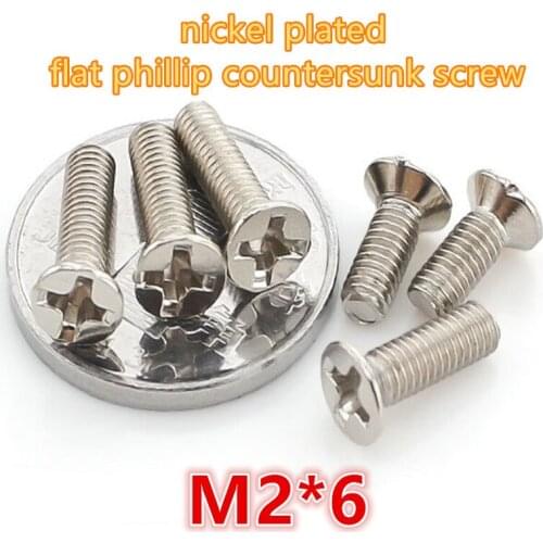 1000pcs m2*6 carbon steel with nickel plated phillip cross recessed head mini micro electronic screw machine screw